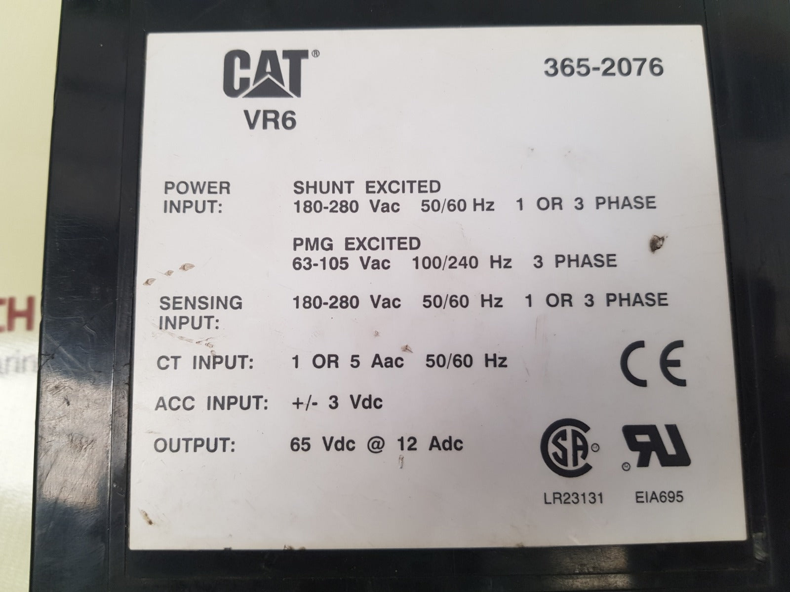 Cat vr6 365-2076 voltage regulator used 