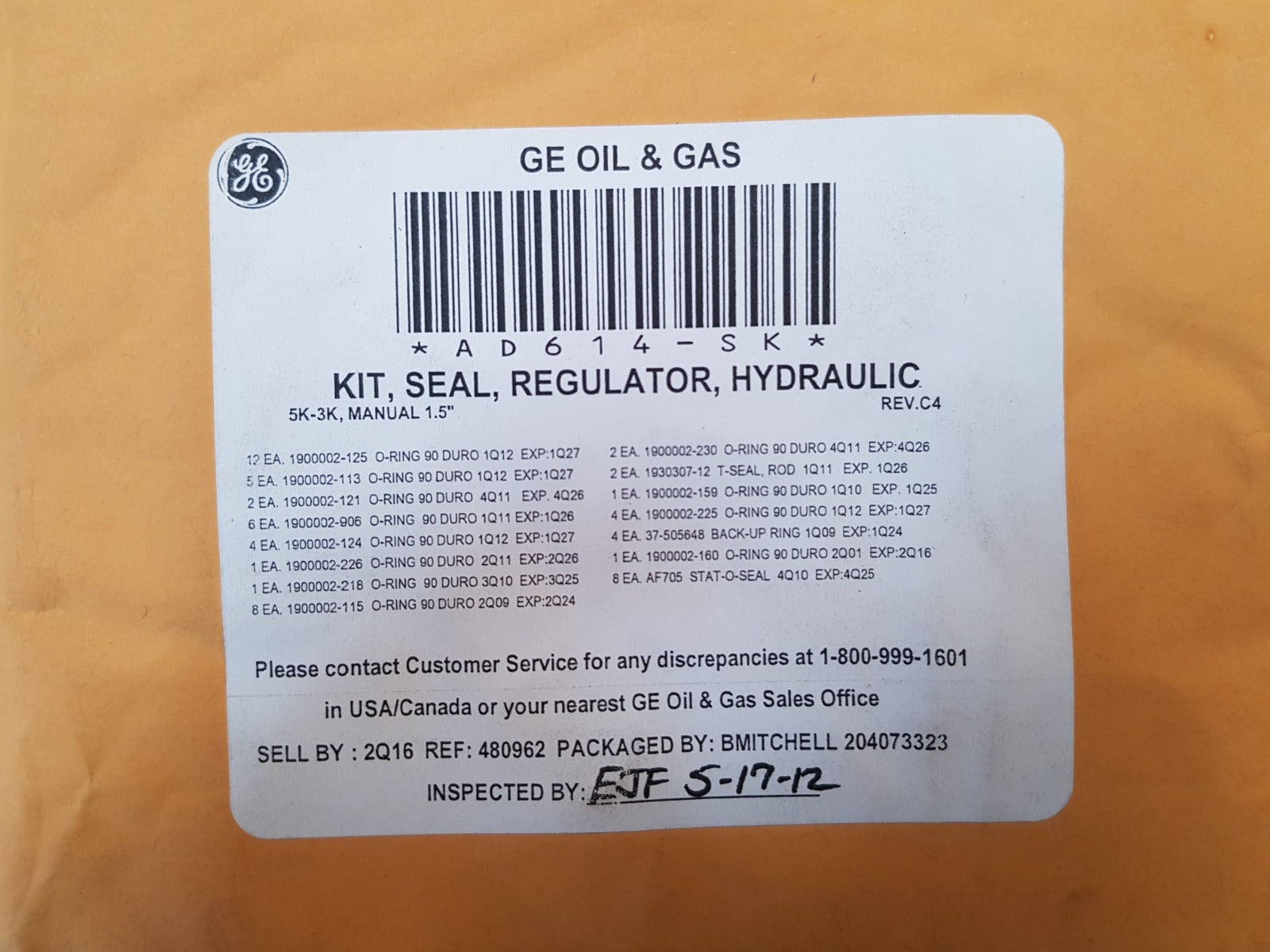 Ge Ad614-sk Oil & Gas Regulator Repair Kit