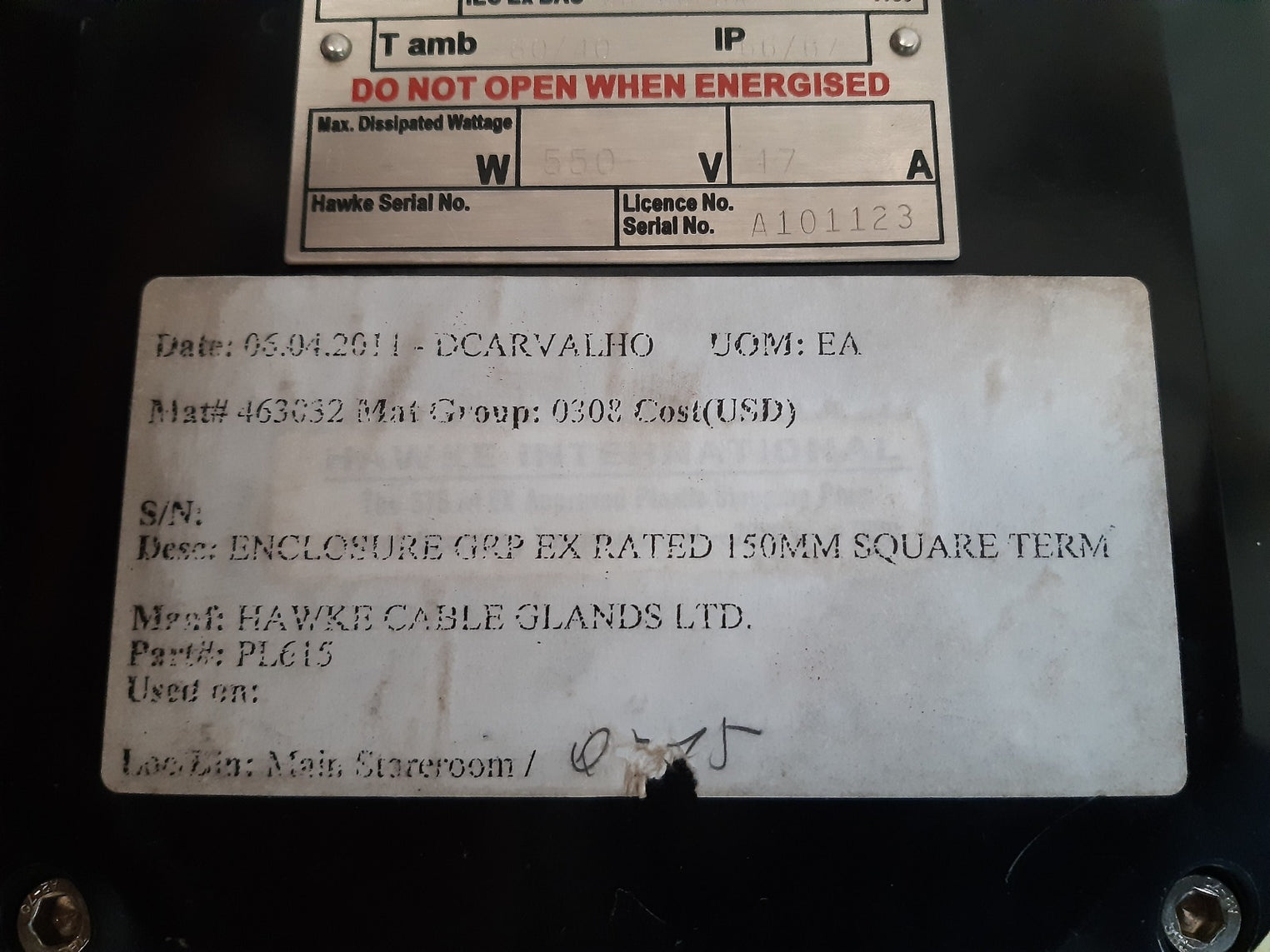 Hawke international pl615 junction box 550v 17a