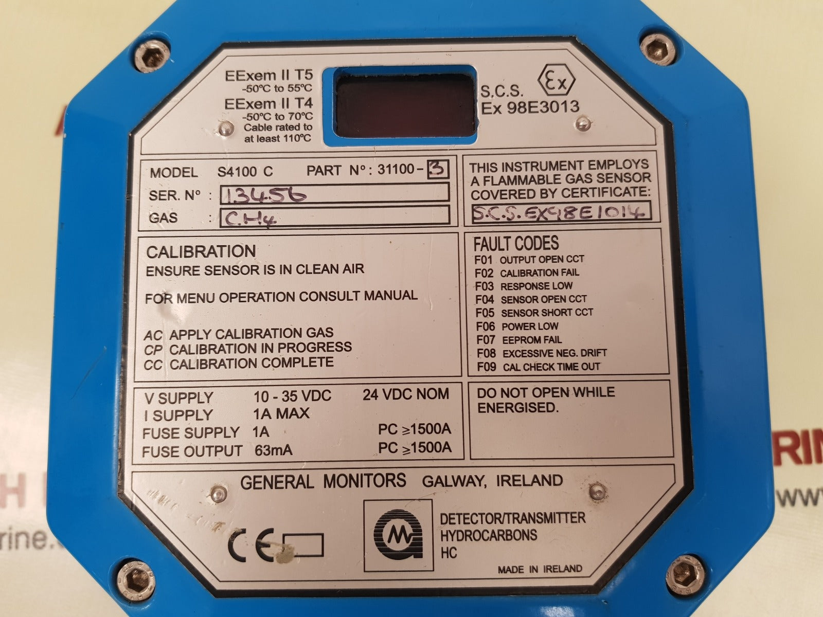 General Monitors S4100 C Transmitter Used