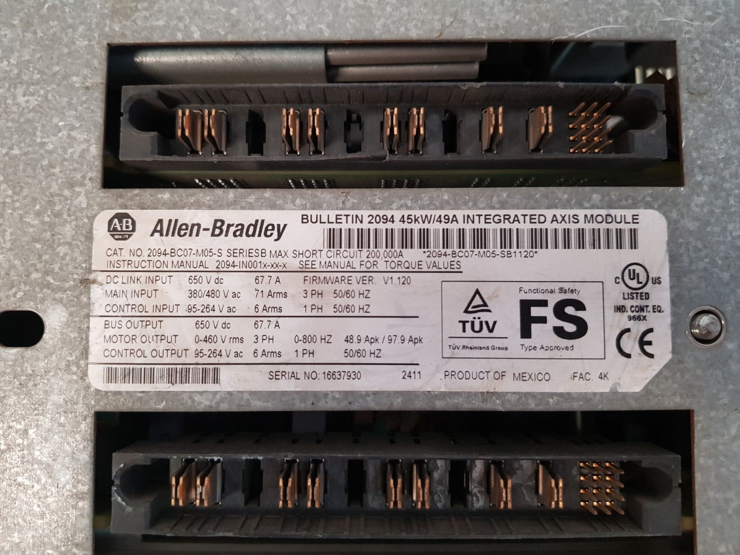 Allen-bradley 2094-bc07-m05-s ser b kinetix 6000 integrated axis module v1.120