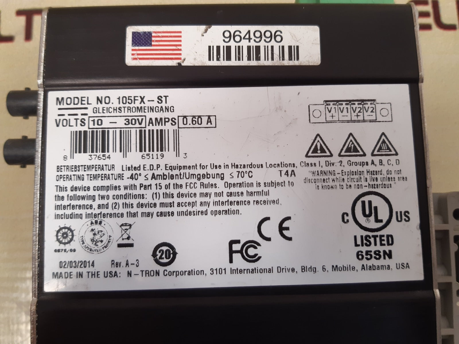 N-tron 105fx - st ethernet switch rev. a-3