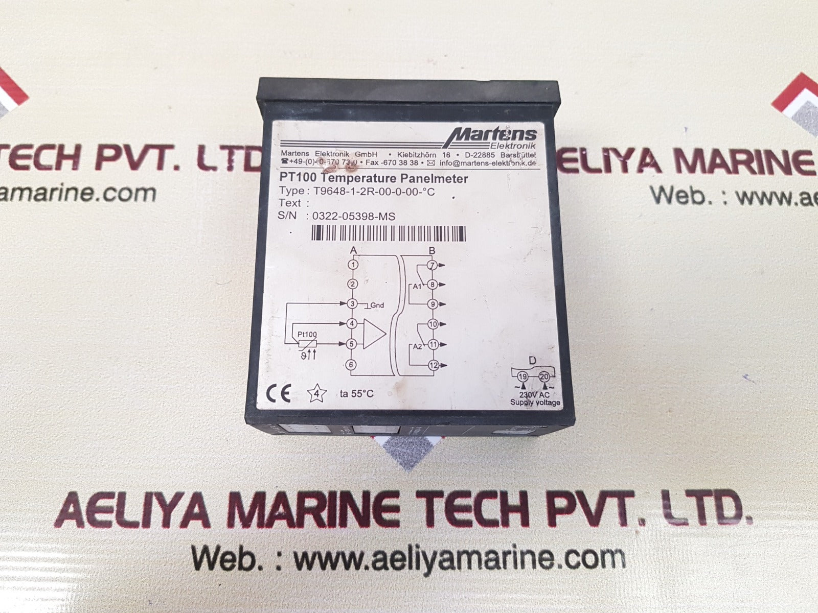Martens pt100 temperature panel meter t9648-1-2r-00-0-00-°c