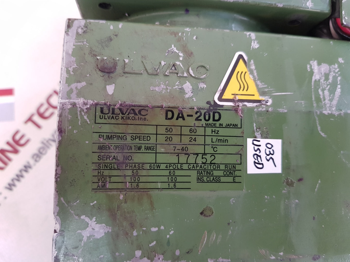 Ulvac da-20d vacuum pump