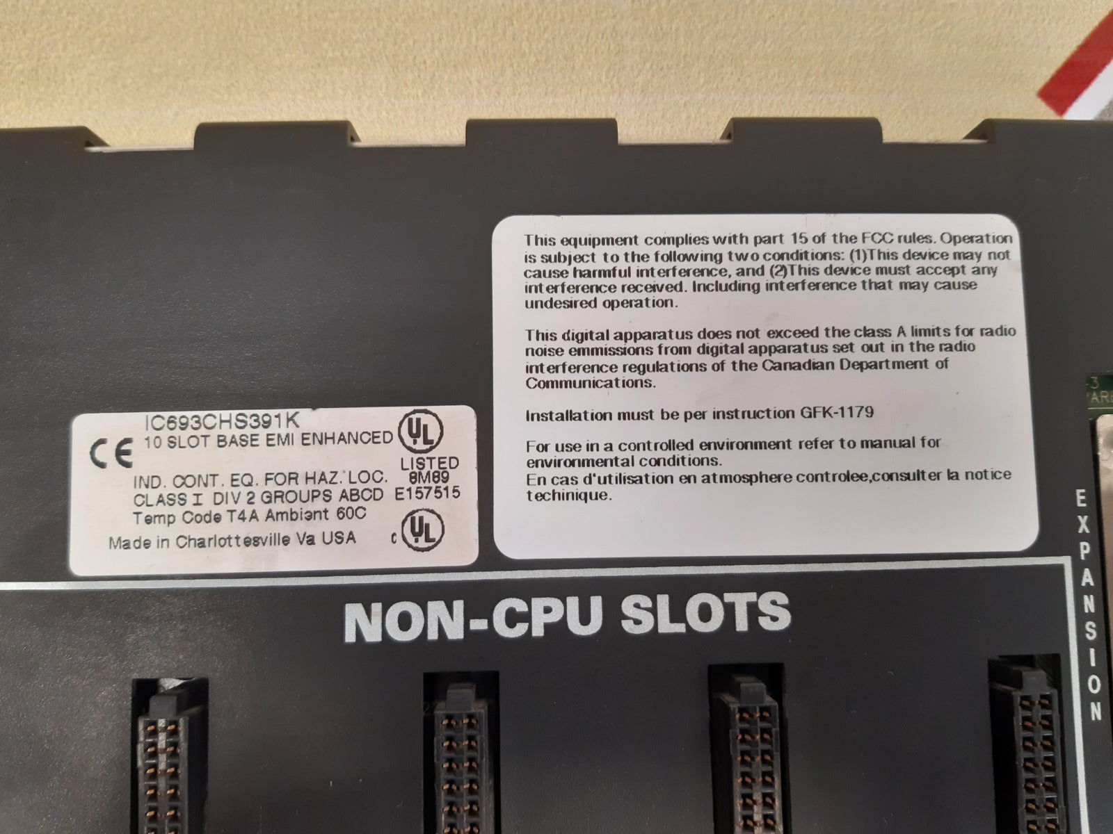Ge fanuc ic693chs391k programmable controller 10 slot base
