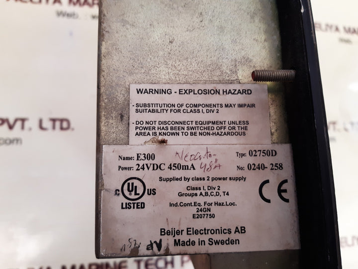 Beijer electronics e300 operator interface panel 02750d