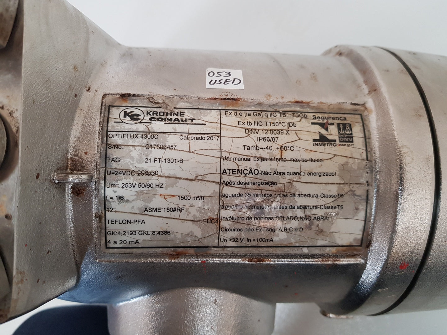 Krohne optiflux 4300c electromagnetic flowmeter 21-ft-1301-b