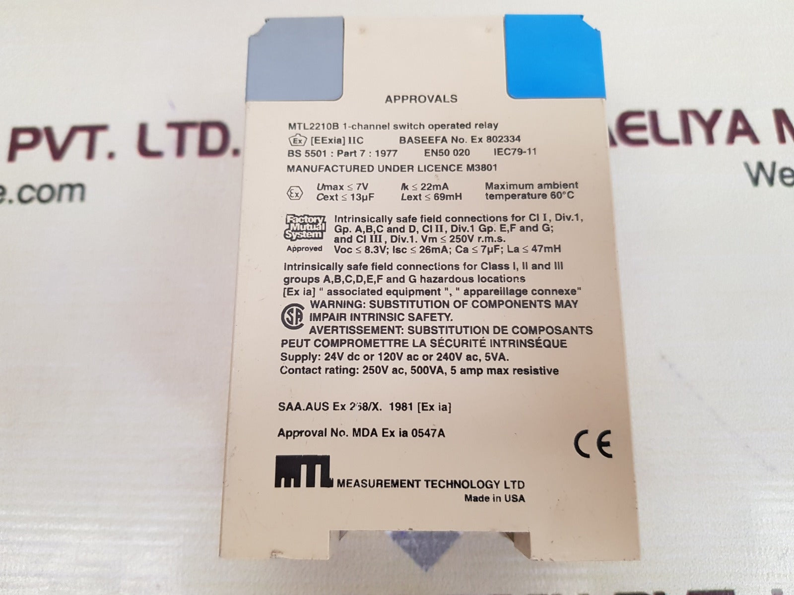 Measurement technology mtl 2210b 1-channel switch operated relay