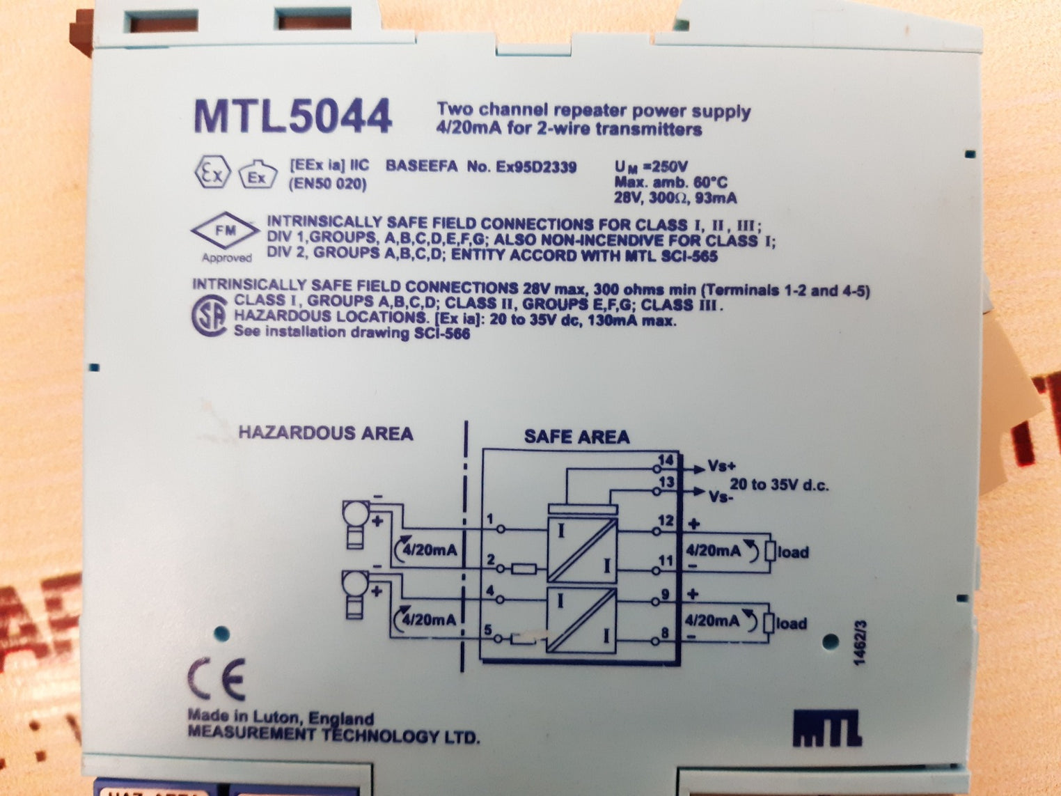 Mtl mtl5044 two channel repeater power supply