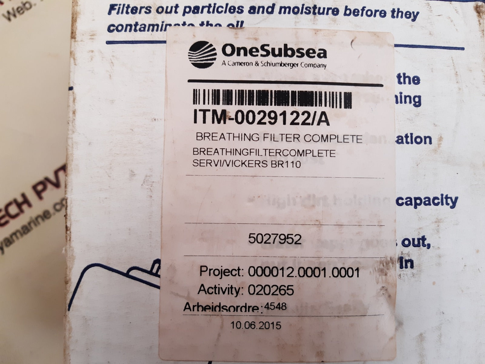 Eaton vickers br110 breather filter Aeliya Marine Tech®