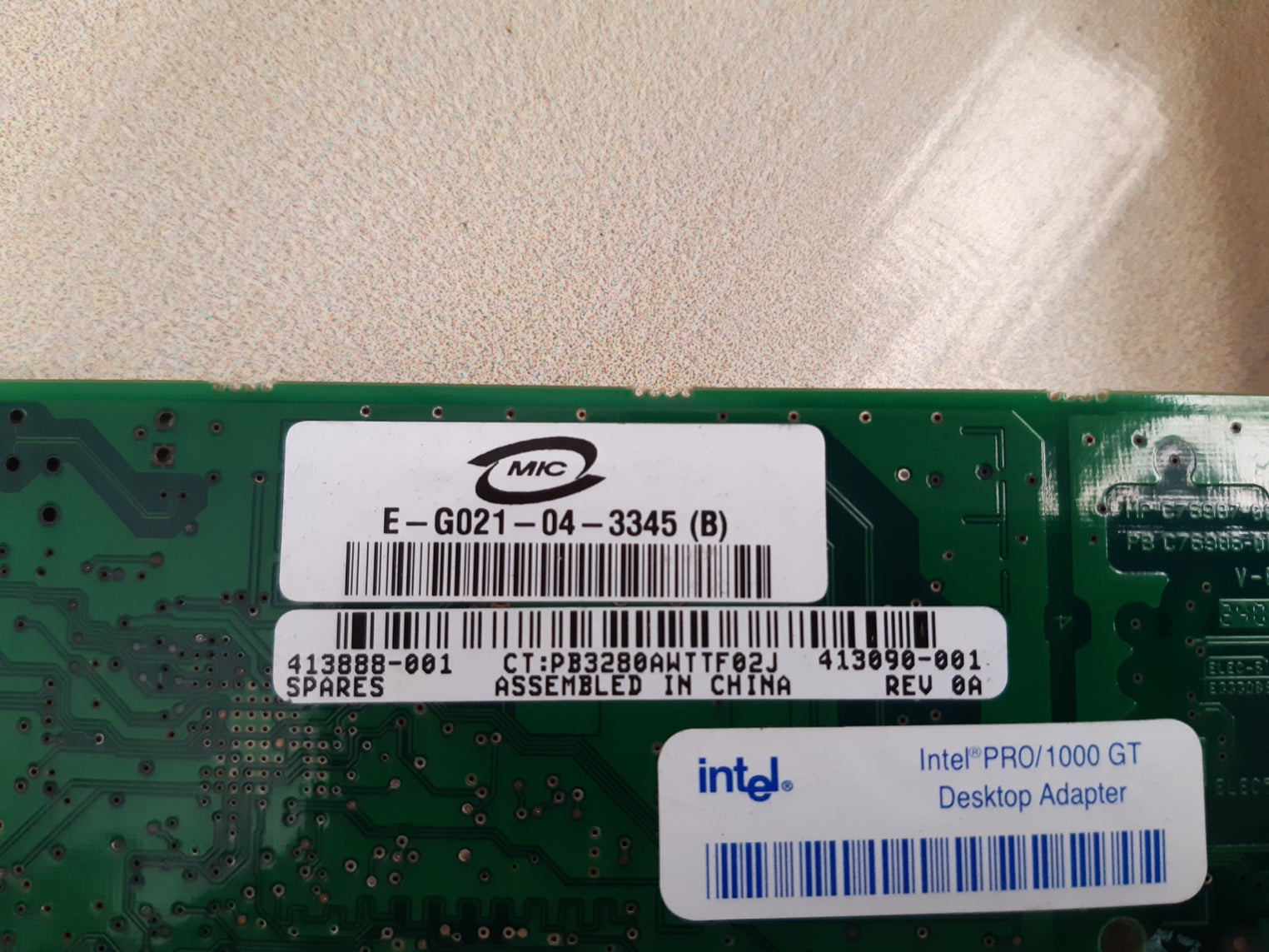 Intel pro/1000 gt desktop adapter pb3280awttf02j