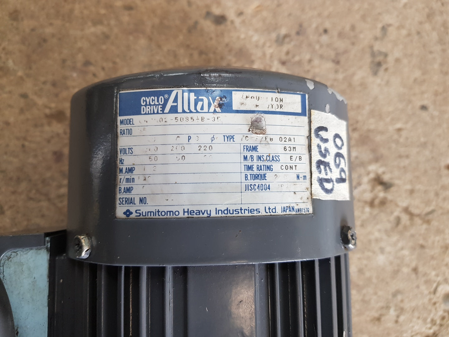 Sumitomo cyclo drive altax cnvm02-5085-b-35 gearmotor