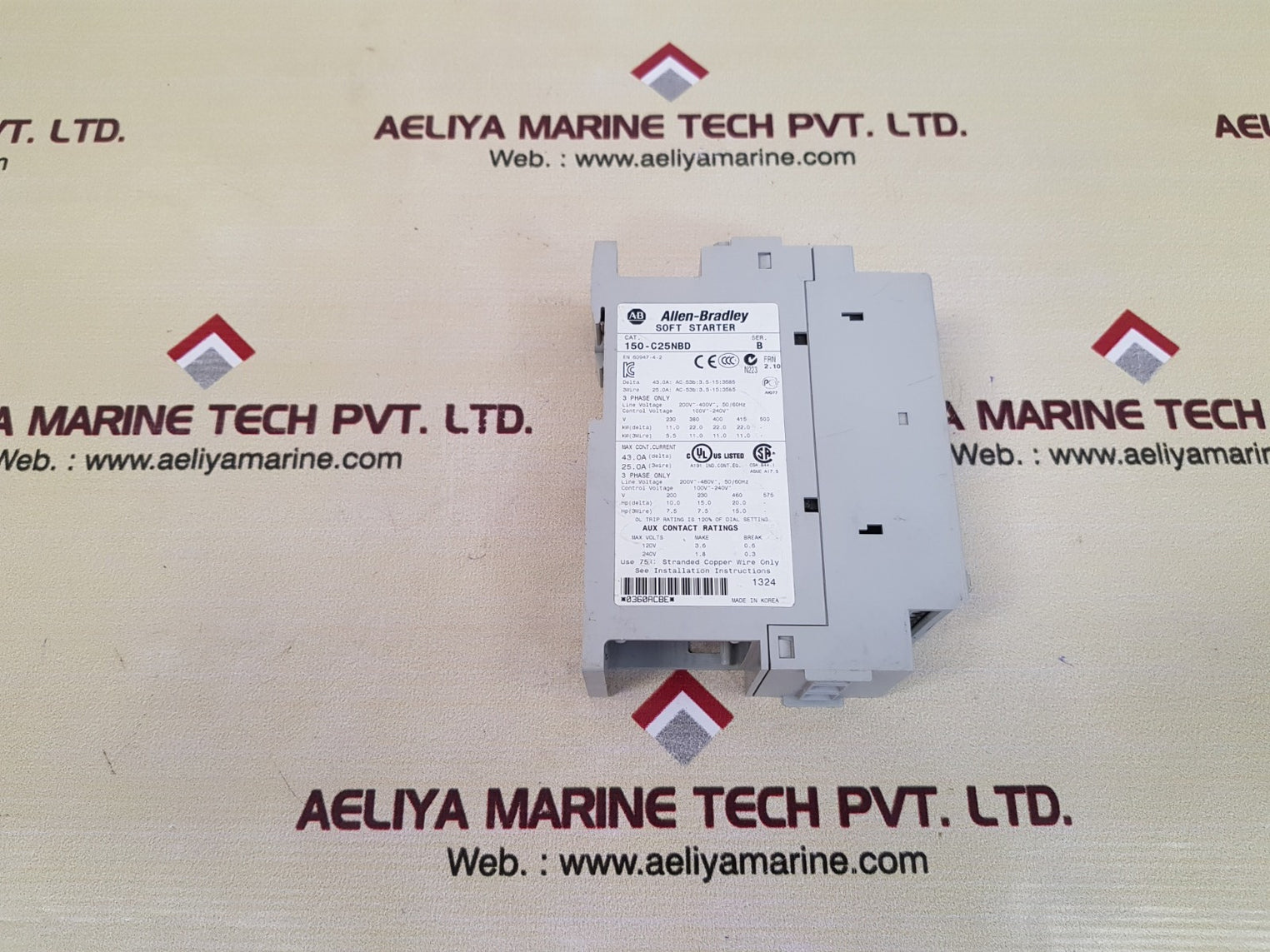 Allen-bradley 150-c25nbd smc-3 ser b soft starter frn: 2.10