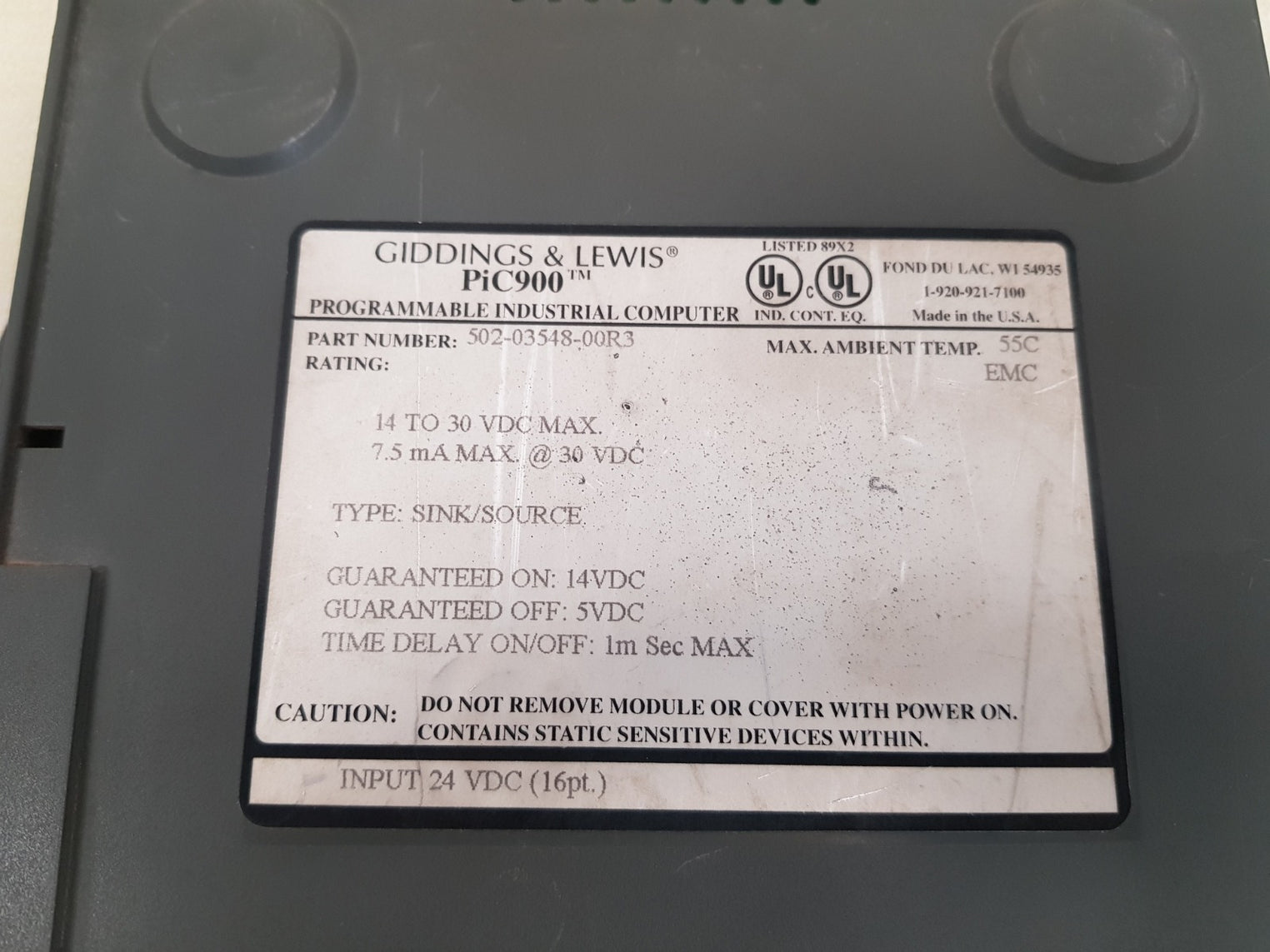 Giddings & lewis pic900 input encoder module 502-03548-00r3 