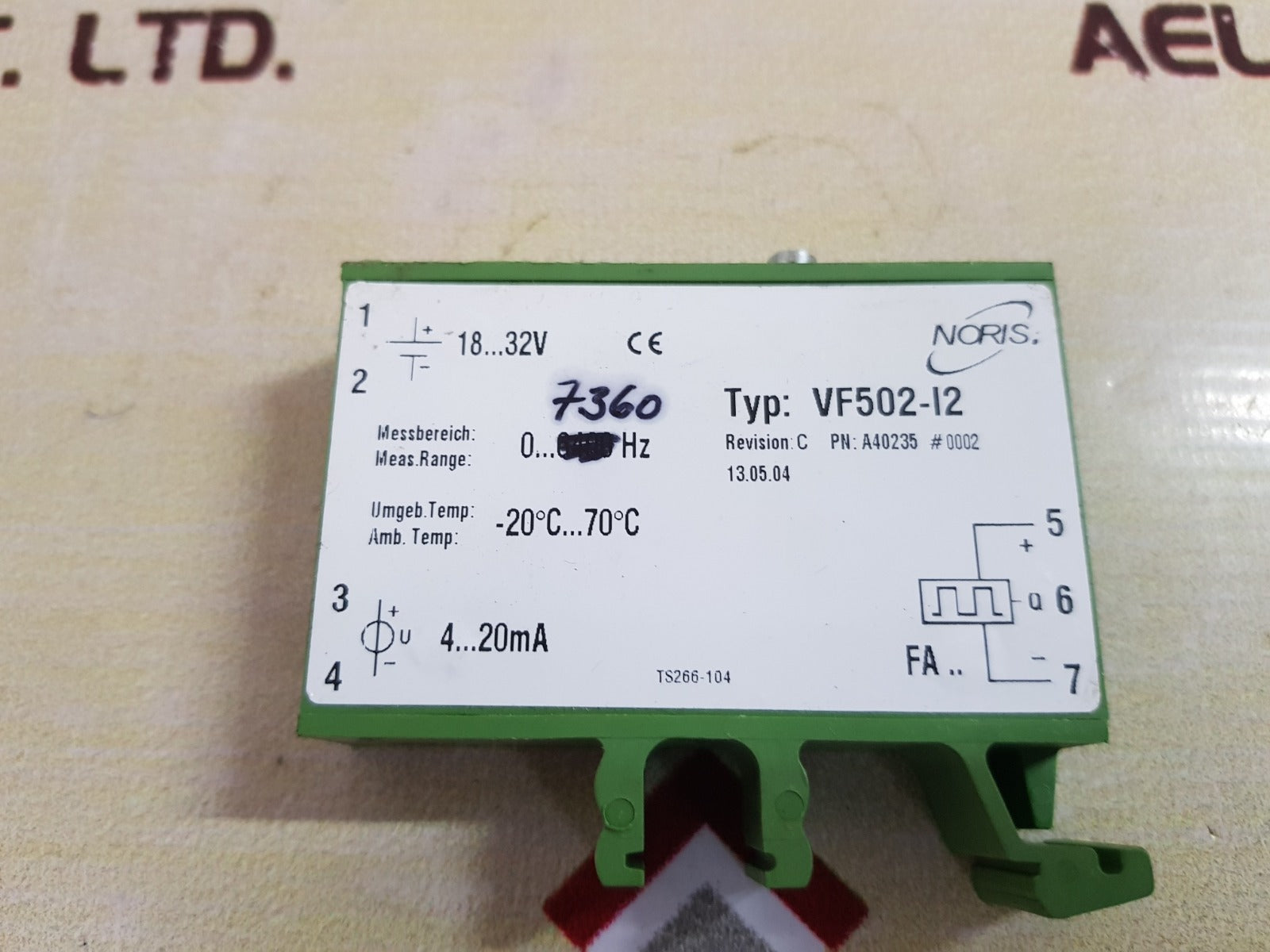 Noris vf502-i2 messumformer measuring transducer a40235