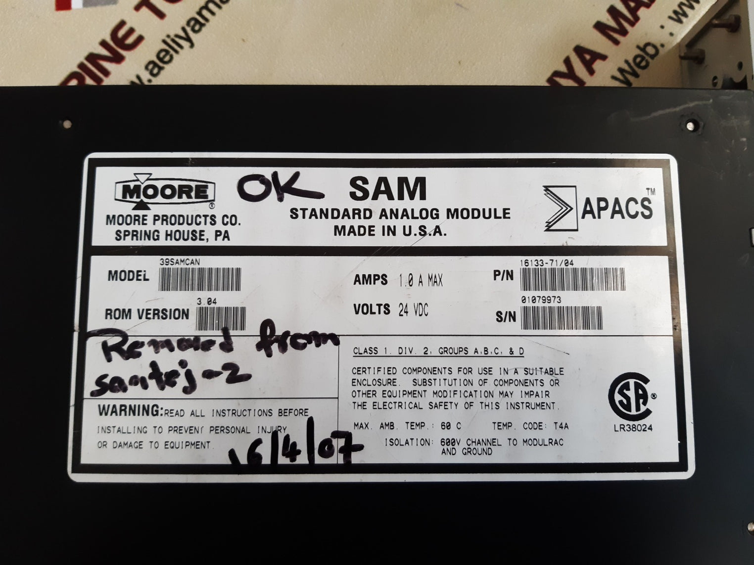Moore 39samcan 16133-71/04 apacs sam standard analog module