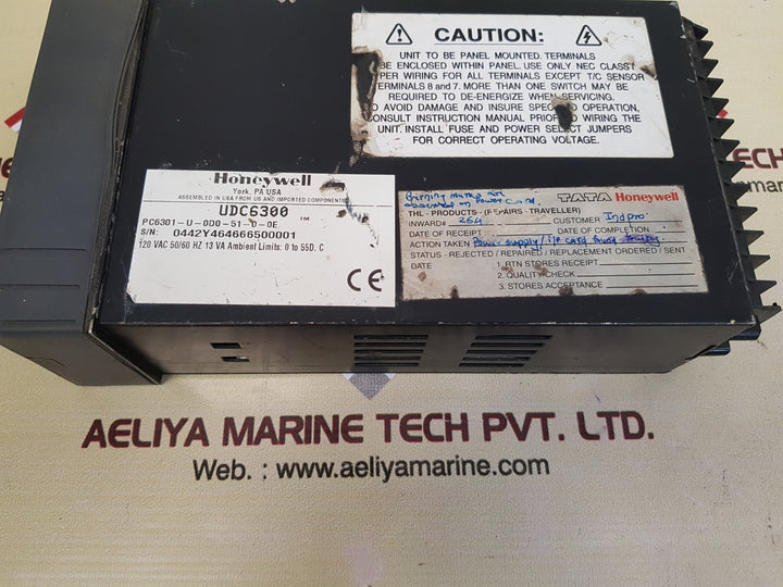 Honeywell udc6300 digital process controller pc6301-u-0d0-51-0-0e 