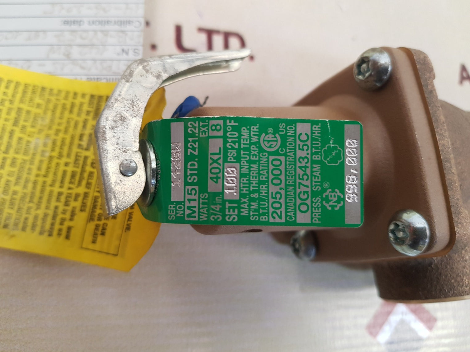 Watts m15 relief valve std. z21.22