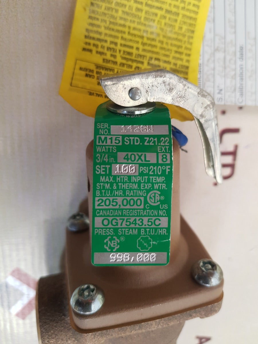 Watts m15 relief valve std. z21.22