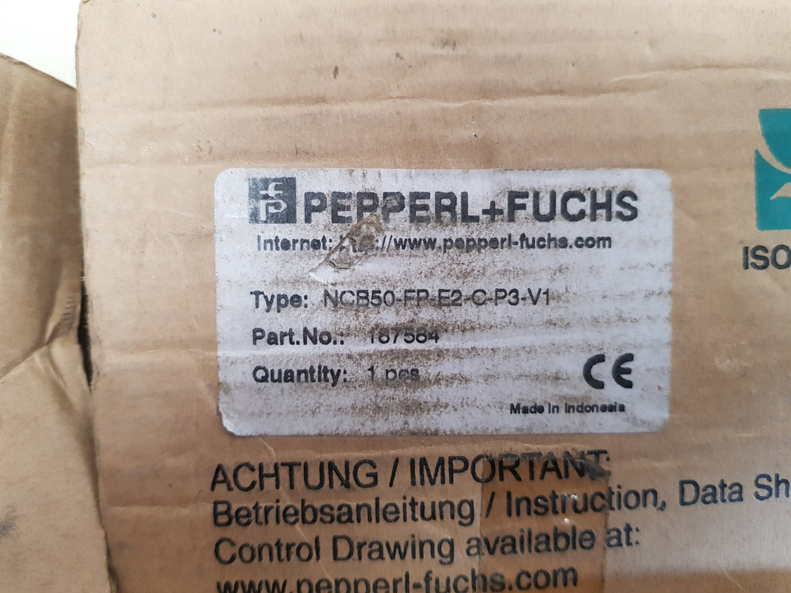 Pepperl+fuchs ncb50-fp-e2-c-p3-v1 inductive proximity sensor 