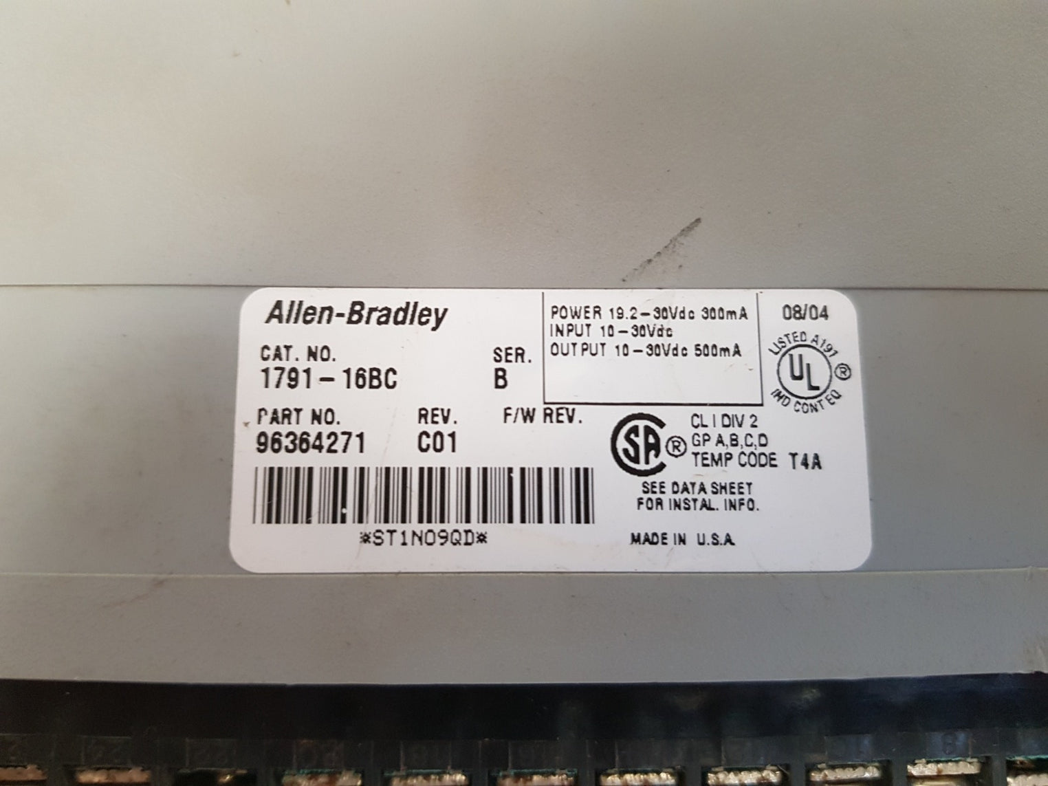 Allen-bradley 1791-16bc ser.b rev.c01 i/o module
