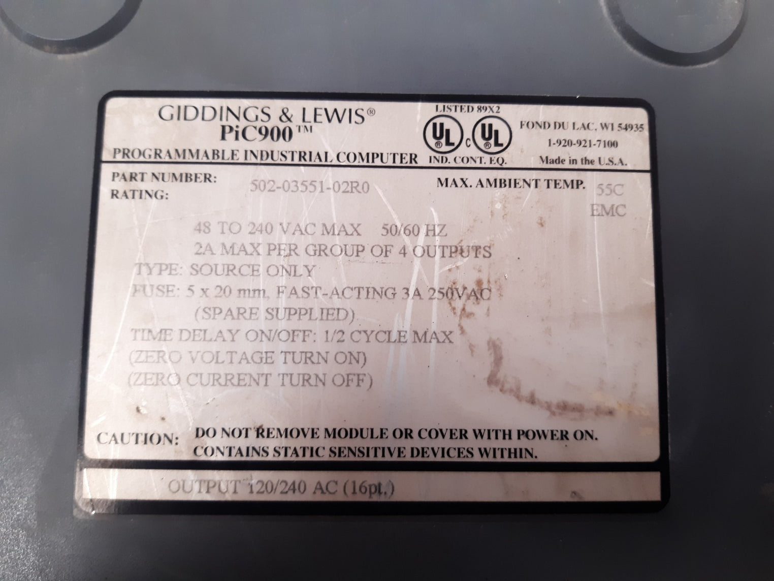 Giddings & lewis 502-03551-02r0 ac i/o module