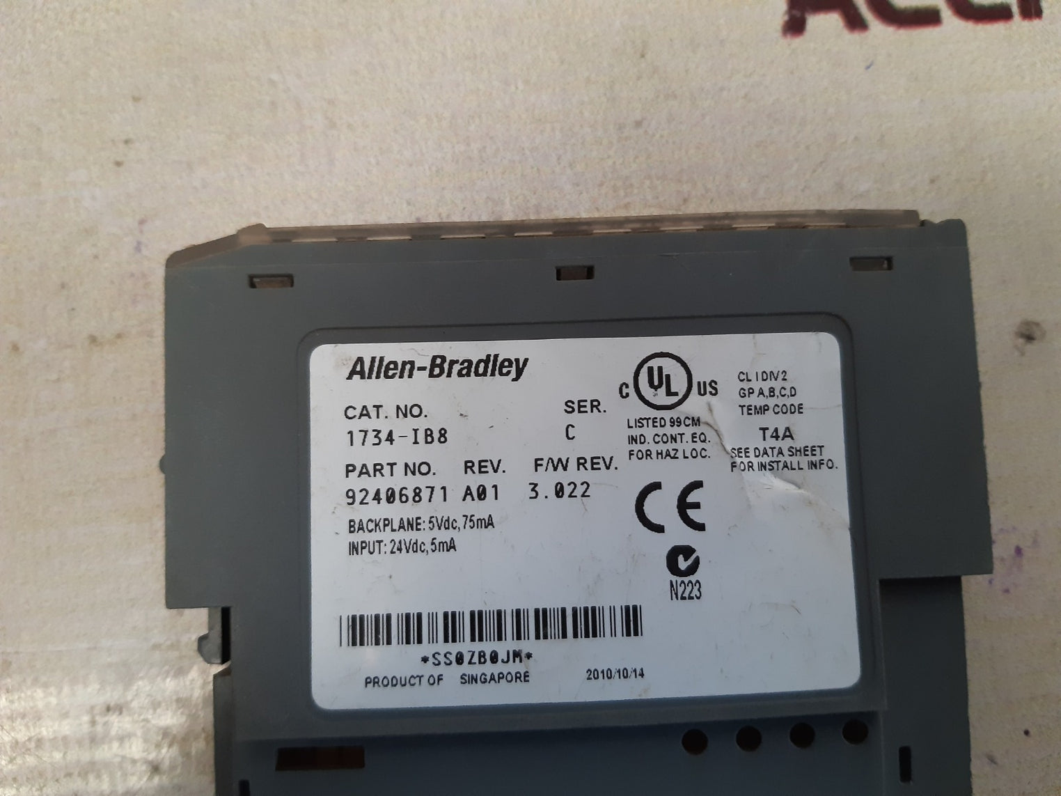 Allen-bradley 1734-ib8 ser.c 3.022 input module