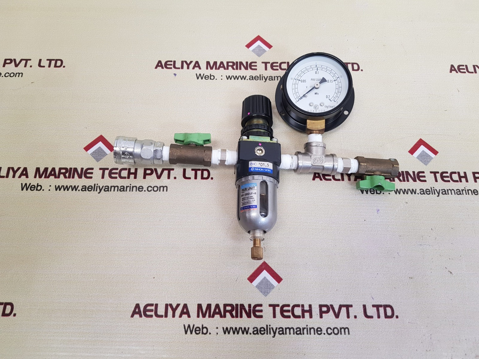Nihon seiki bn-3r21f-8 air equipment with nsk pressure gauge