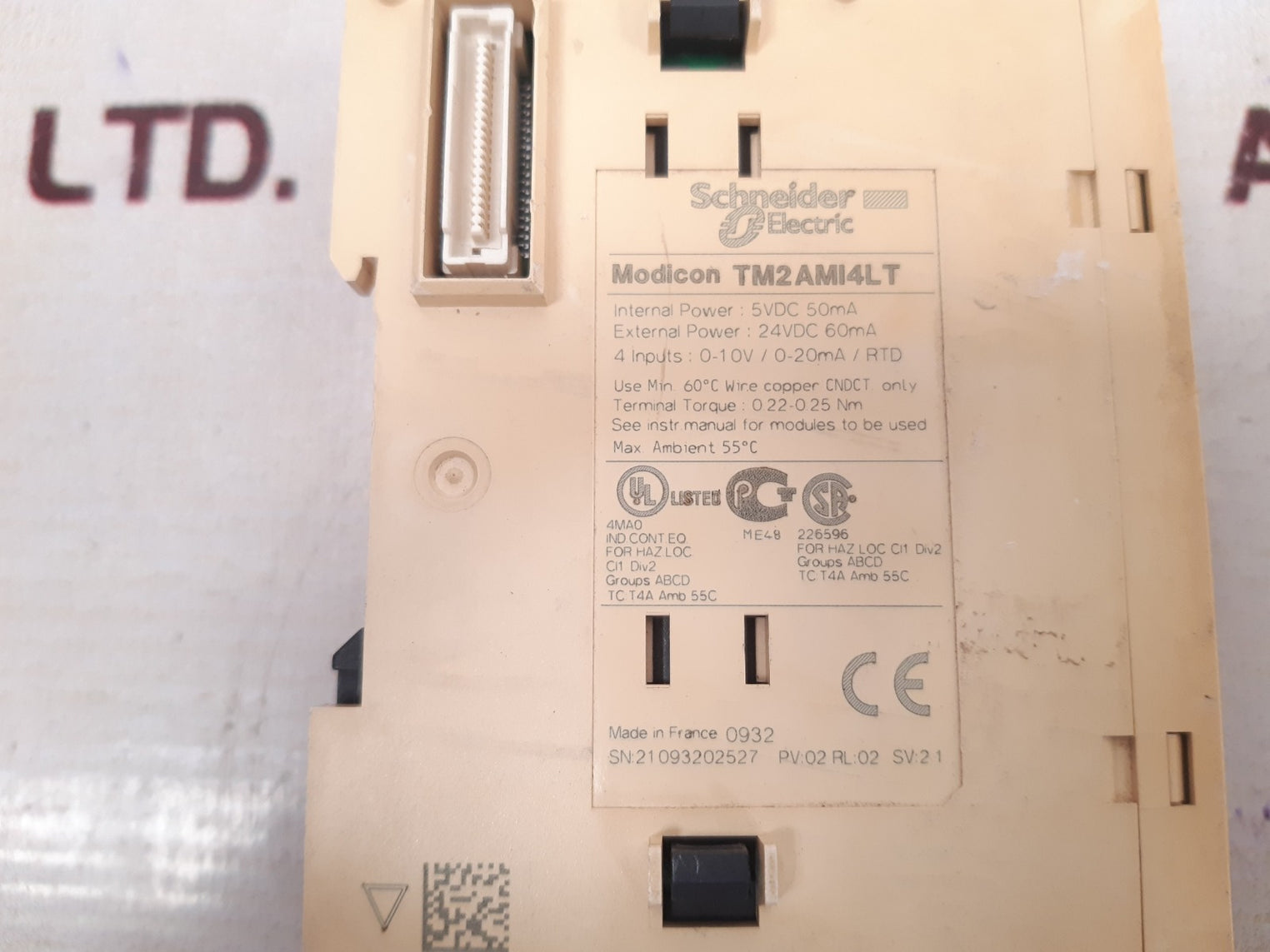 Schneider modicon tm2ami4lt analog input module