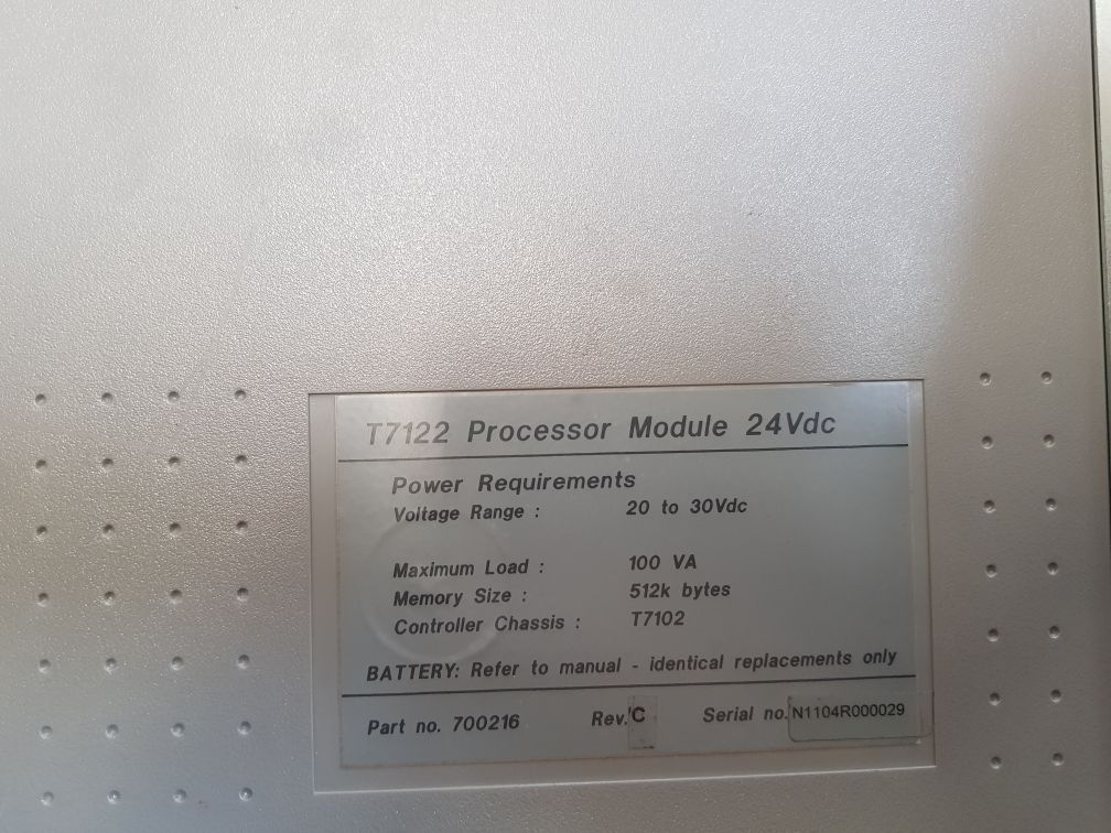 T7122 processor module 24 vdc 700216 used