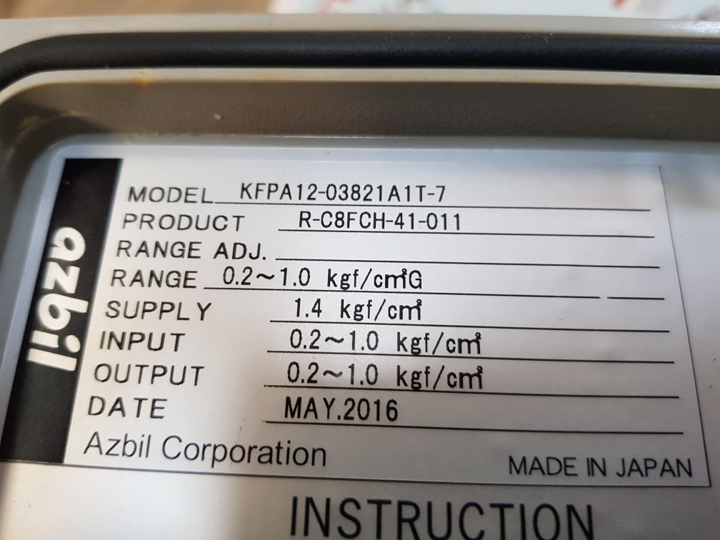 Azbil kfpa12-03821a1t-7 blr level controller with kz03-1a air regulator