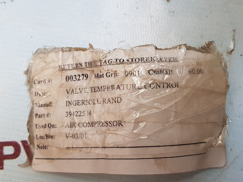 Ingersoll rand 39422514 temperature control valve