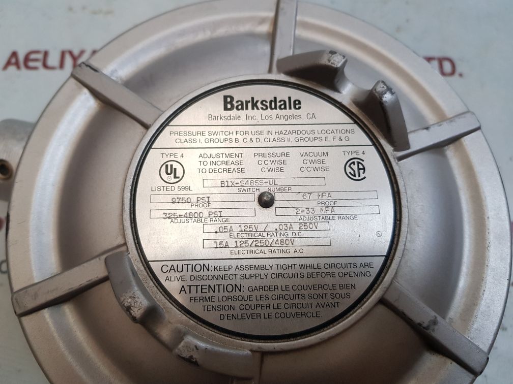 Barksdale b1x-s48ss-ul electric pressure switch