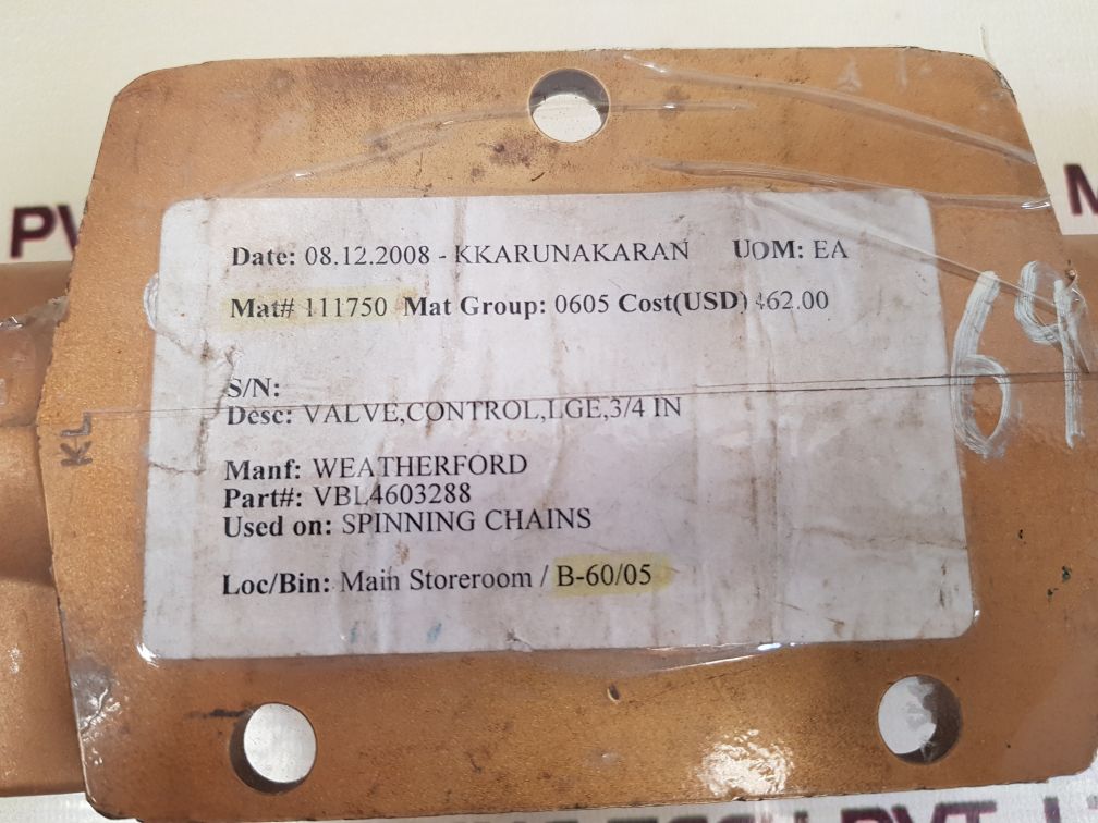 Versa vbl4603288 control valve