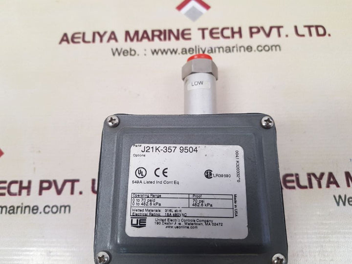 United electric j21k-357 9504 differential pressure switch