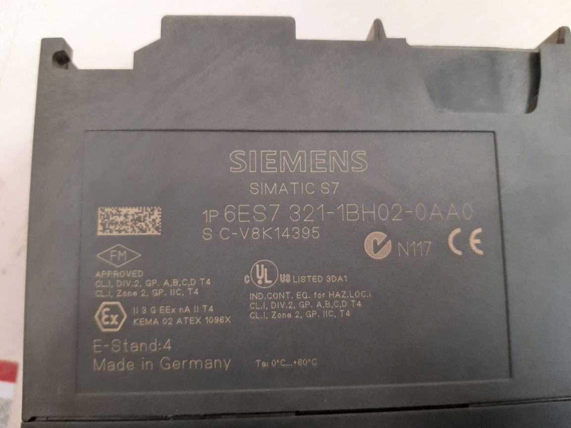Siemens simatic s7 6es7 321-1bh02-0aa0 input module e-stand:4