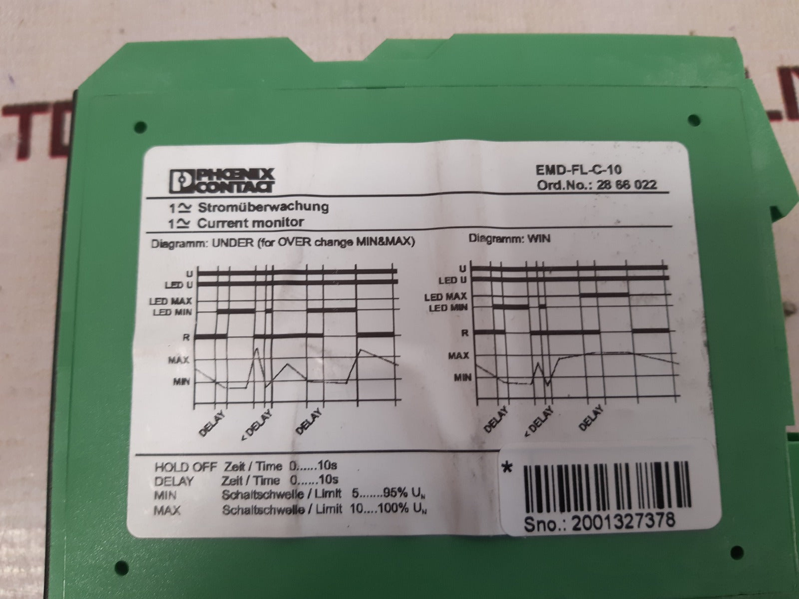 Phoenix emd-fl-c-10 monitoring relay  28 66 022 