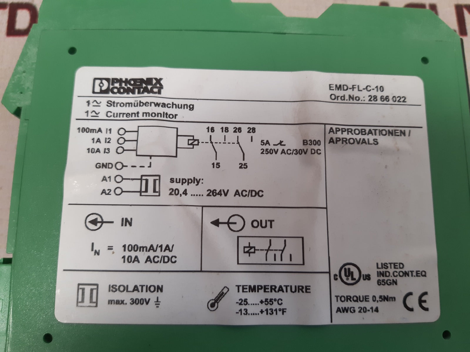 Phoenix emd-fl-c-10 monitoring relay  28 66 022 