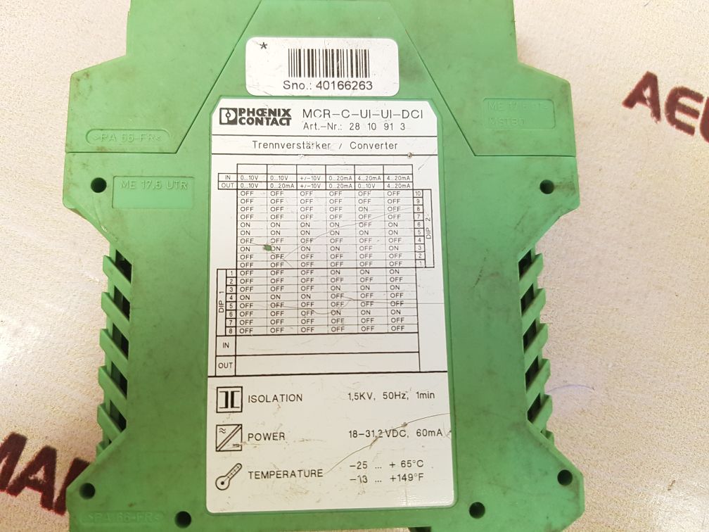 Phoenix contact mcr-c-ui-ui-dci signal converter used