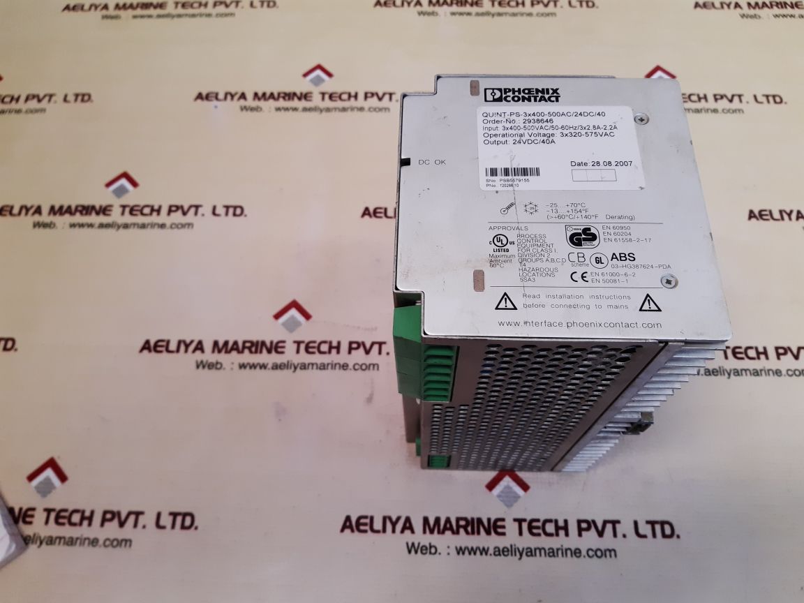 Phoenix contact quint-ps-3x400-500ac/24dc/40 power supply