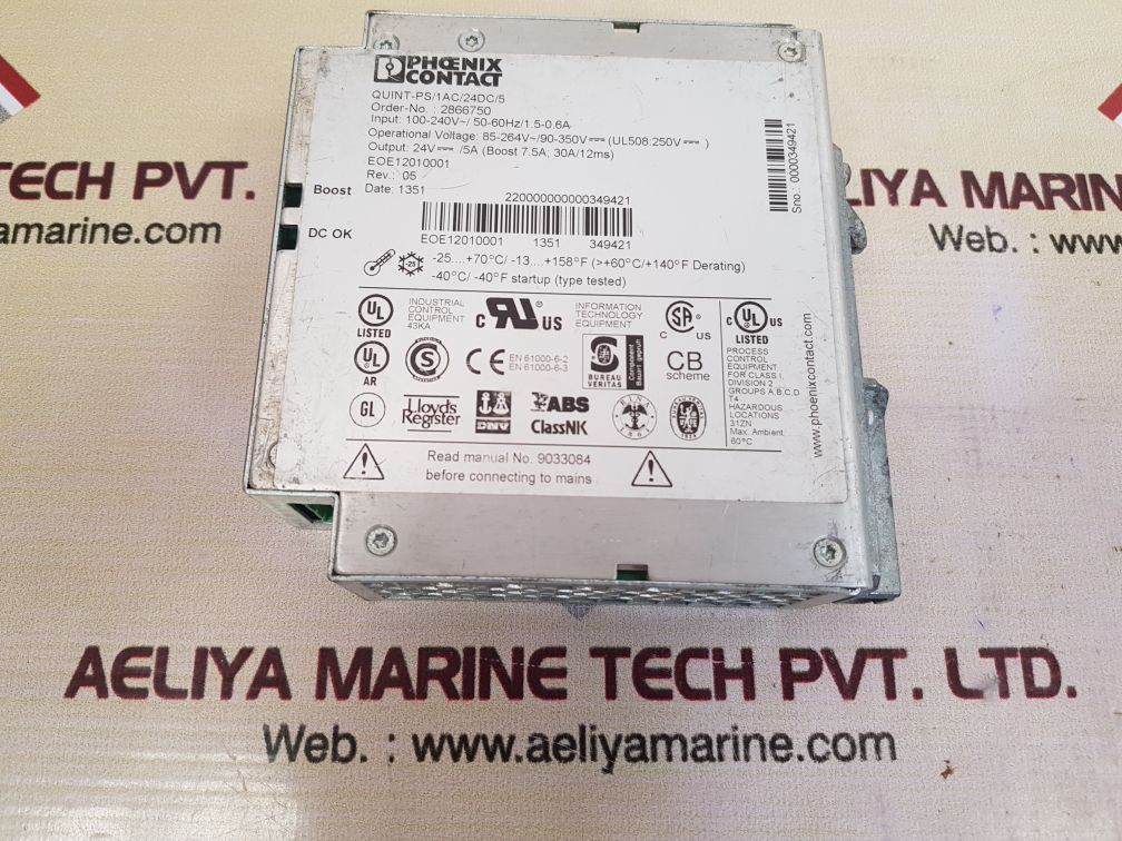 Phoenix contact quint-ps/1ac/24dc/5 power supply used