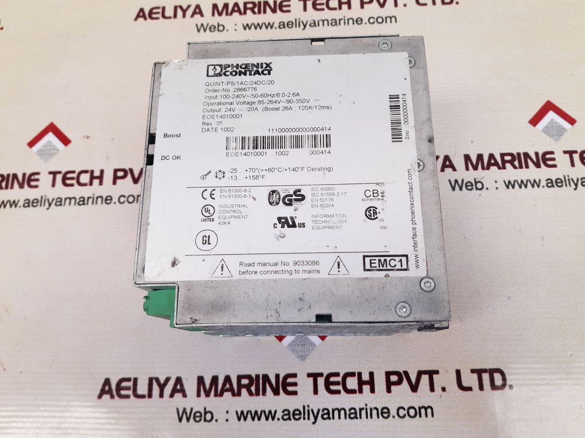 Phoenix contact quint-ps/1ac/24dc/20 power supply