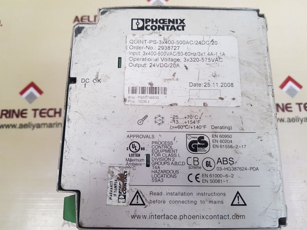 Phoenix contact quint-ps-3x400-500ac/24dc/20 power supply