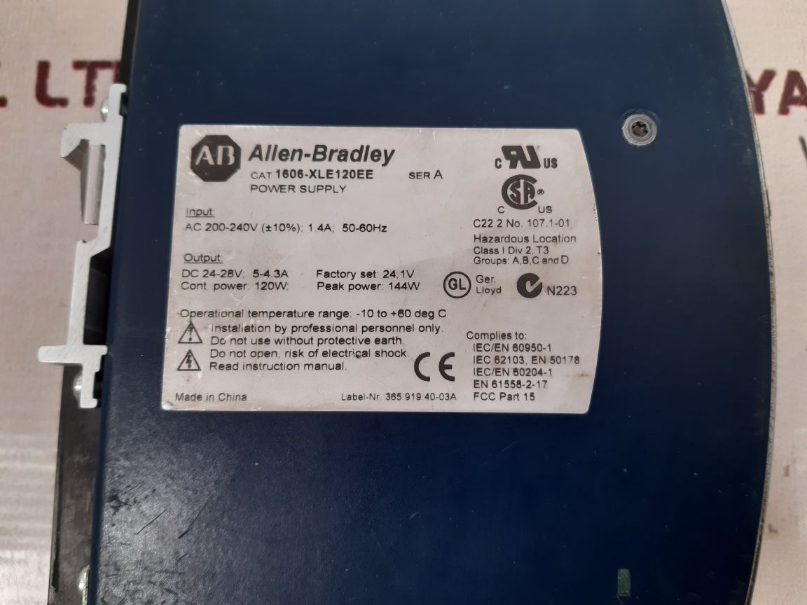 Allen bradley 1606-xle120ee ser a power supply
