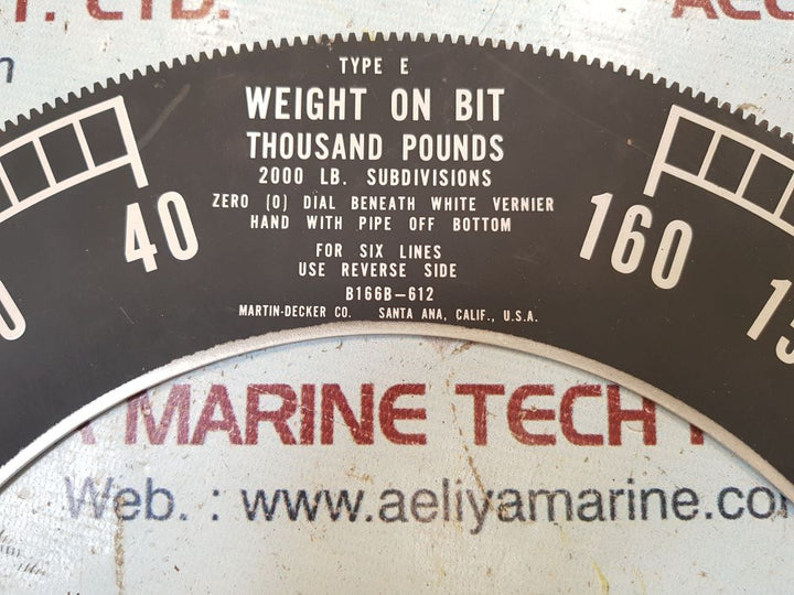 Md totco type e bit wt dial indicator b166b-612