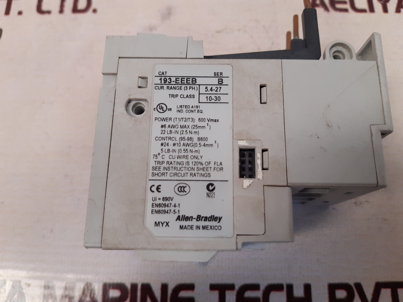 Allen-bradley e1 plus 193-eeeb overload relay ser b