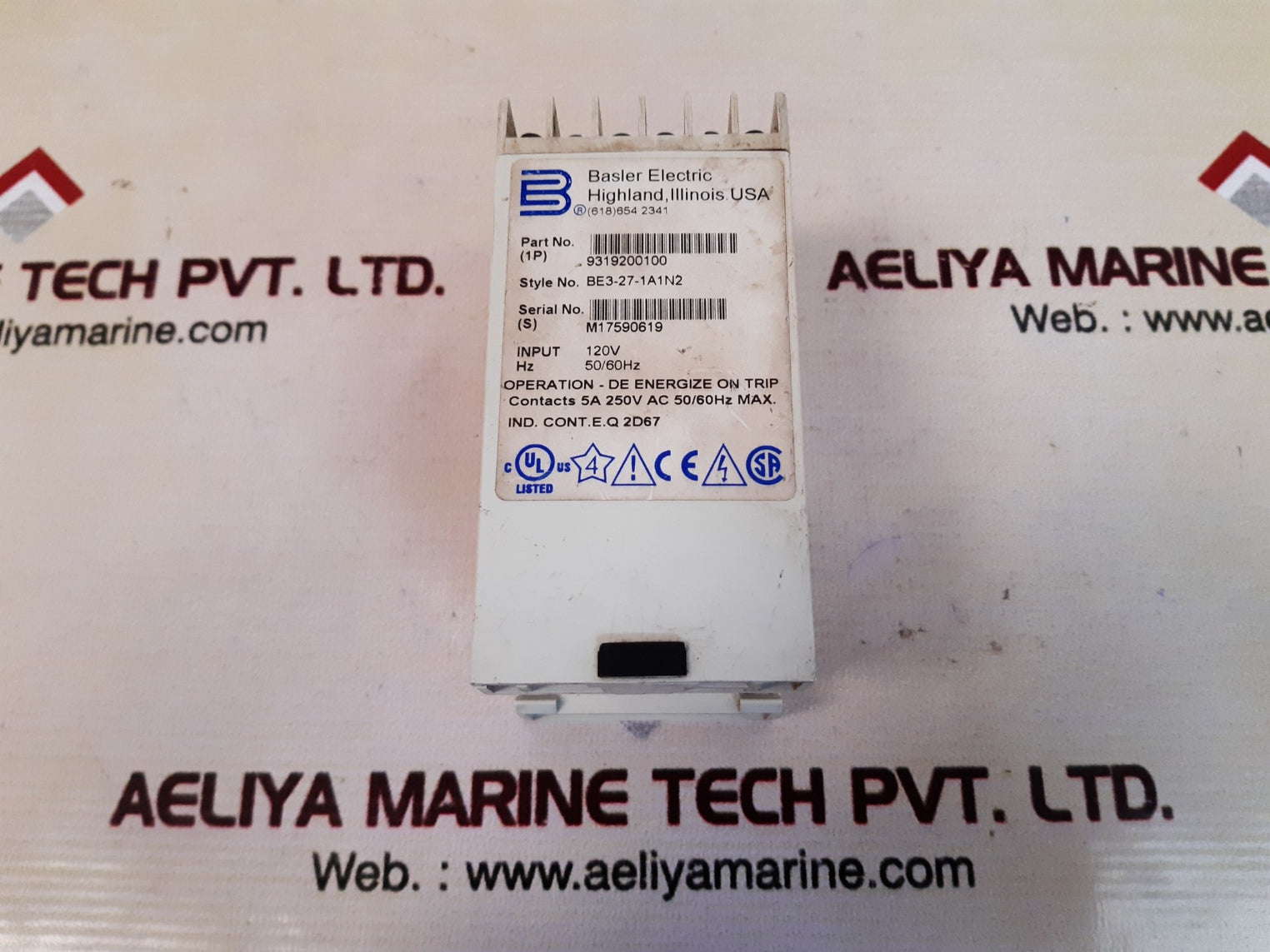 Basler electric 9319200100 under voltage relay be3-27-1a1n2