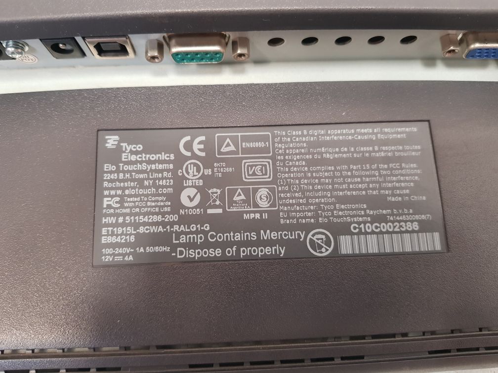 Honeywell/toyo et1915l-8cwa-1-ralg1-g touch screen monitor 