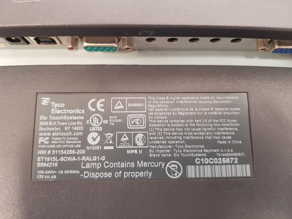 Honeywell/toyo et1915l-8cwa-1-ralg1-g touch screen monitor 