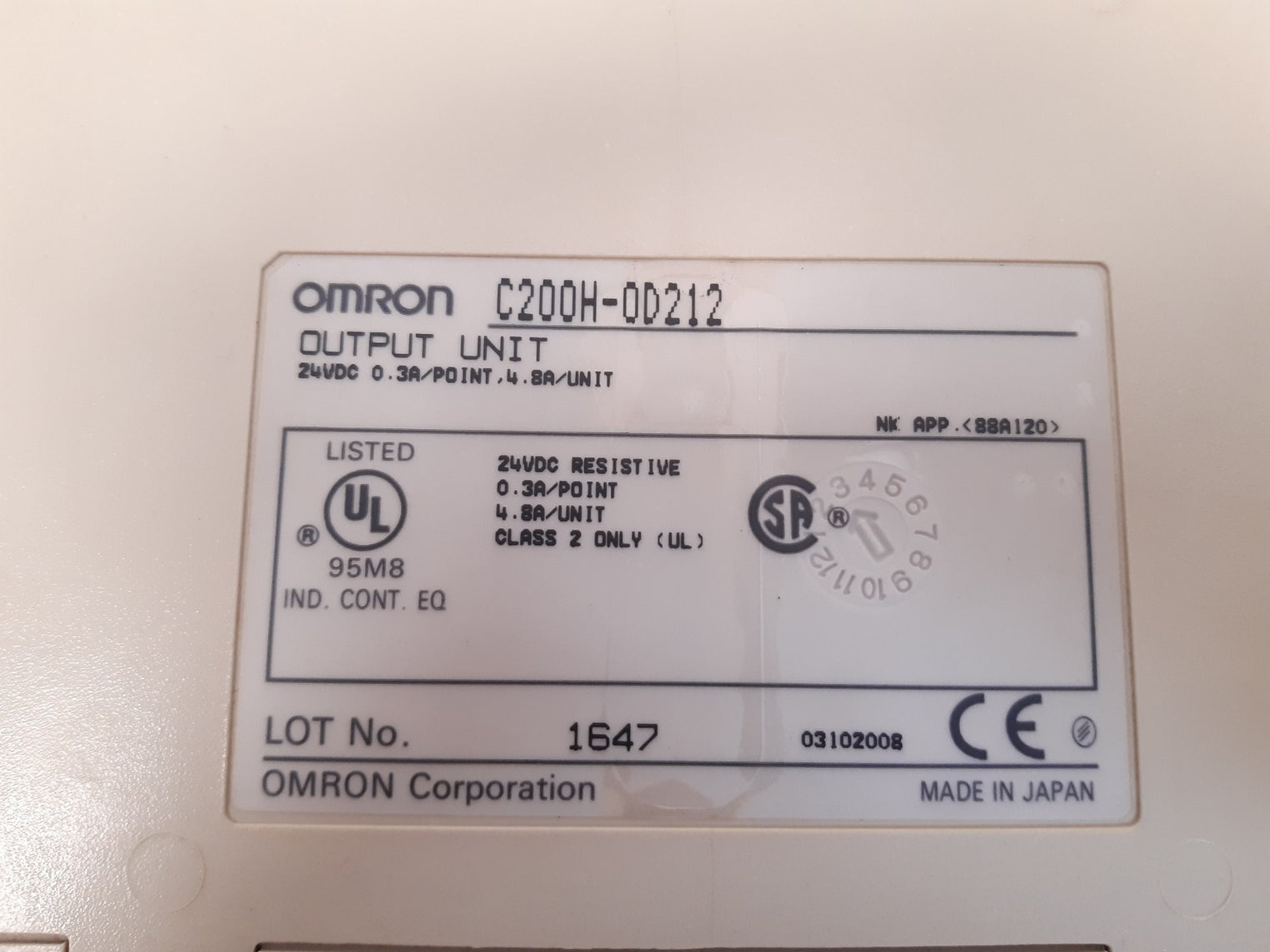 Omron C200H-0D212 Output Unit